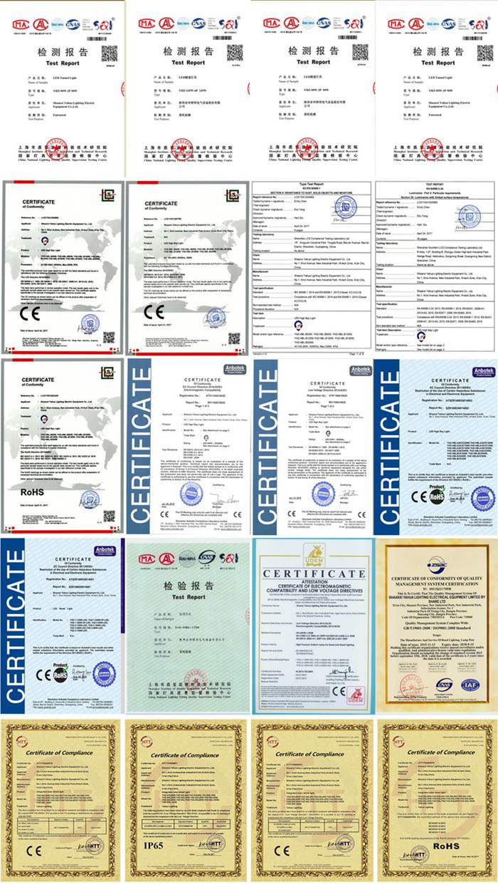 Certifications of Yahua Lighting All Over the World Certifications of Yahua Lighting All Over the World