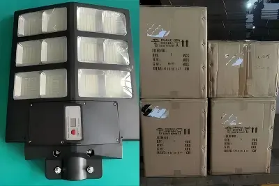 Ġew Mibgħuta 6 Settijiet ta '30W ABS Solar Street Light Kampjuni Lejn il-Benin
